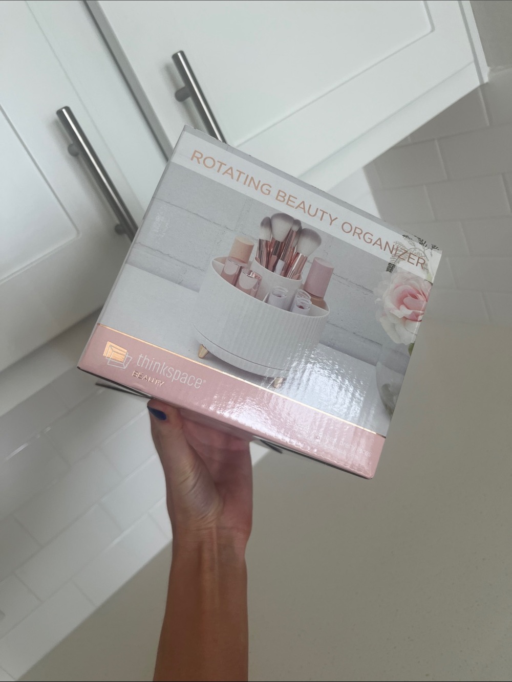 Beauty Rotating Beauty Organizer - White and Rose Gold